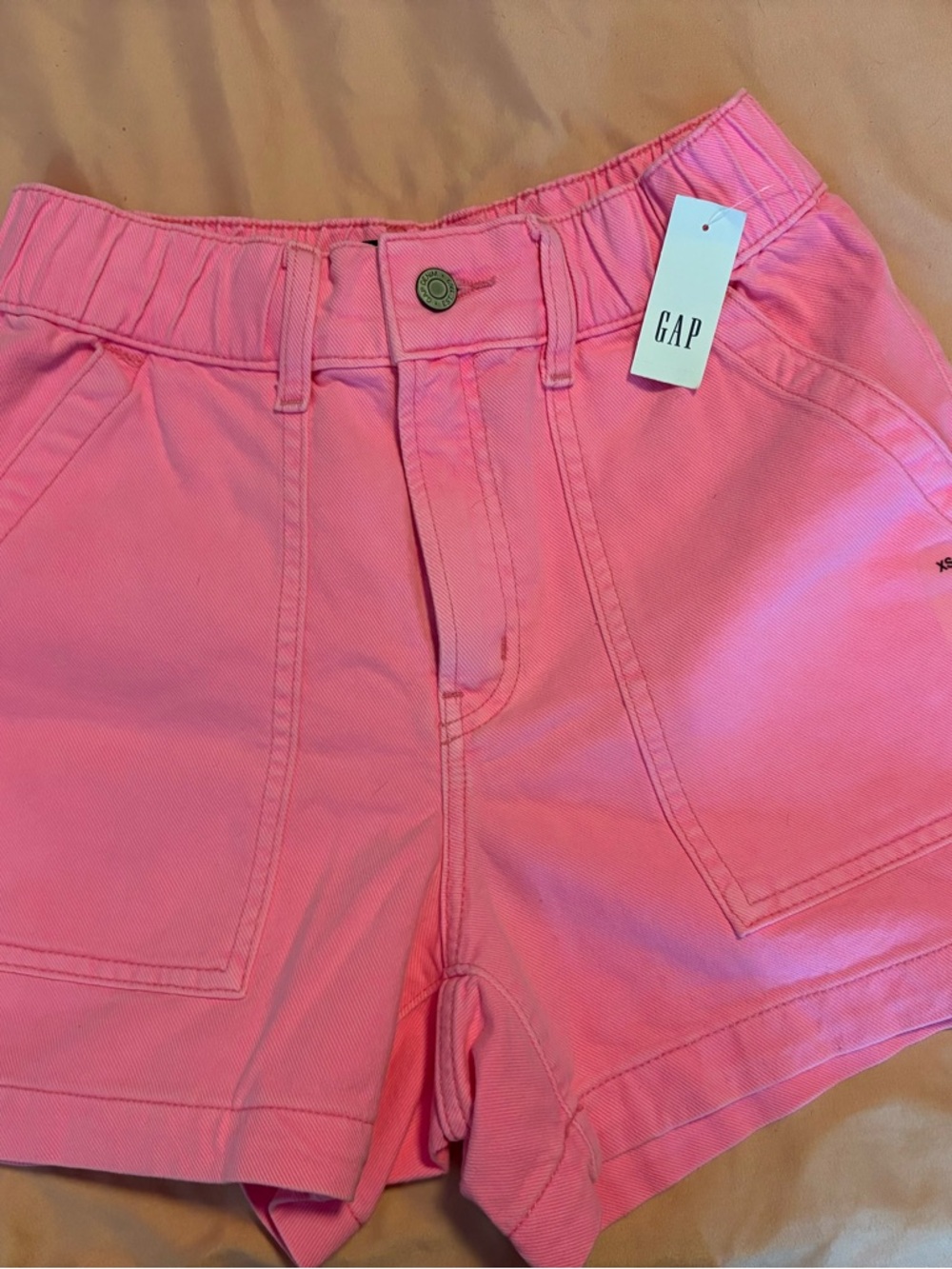Gap Denim High-Rise Paperbag Shorts NWT Women’s xs hot pink Barbie summer Y2K
